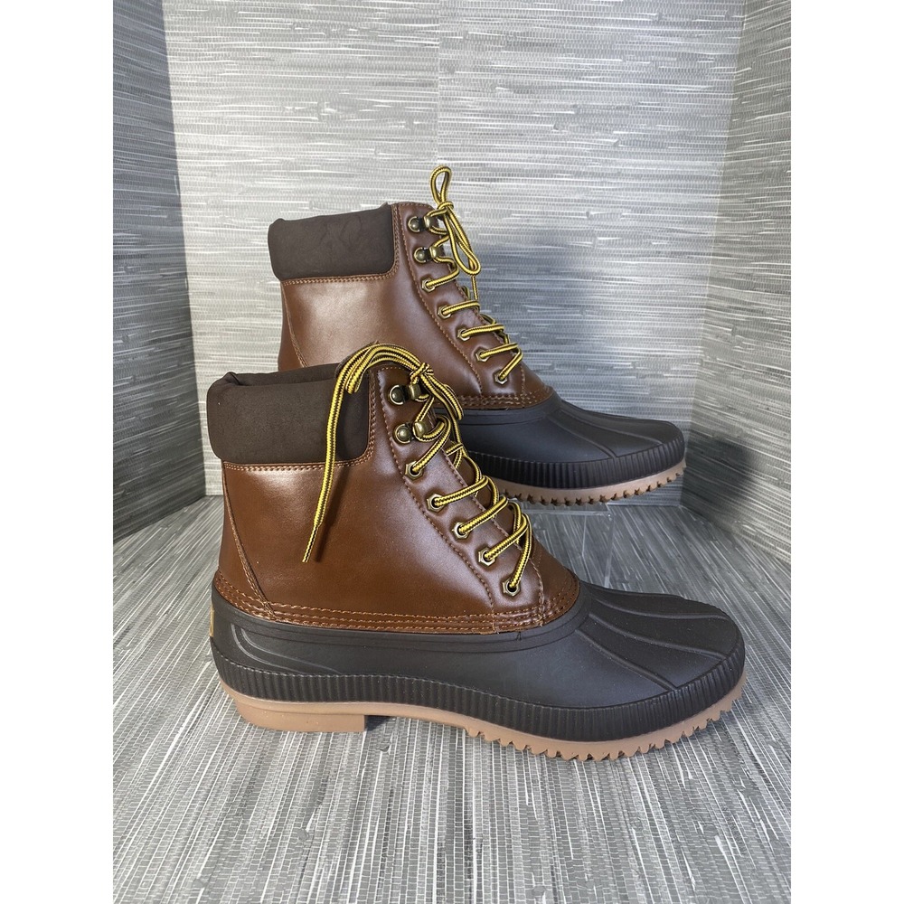 Tommy Hilfiger Mens Collins 2 Duck Rain Boots Brown Lace Up Padded Collar Size 7
